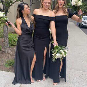 Lulus Avelina Black Off The Shoulder Maxi Dress Gown